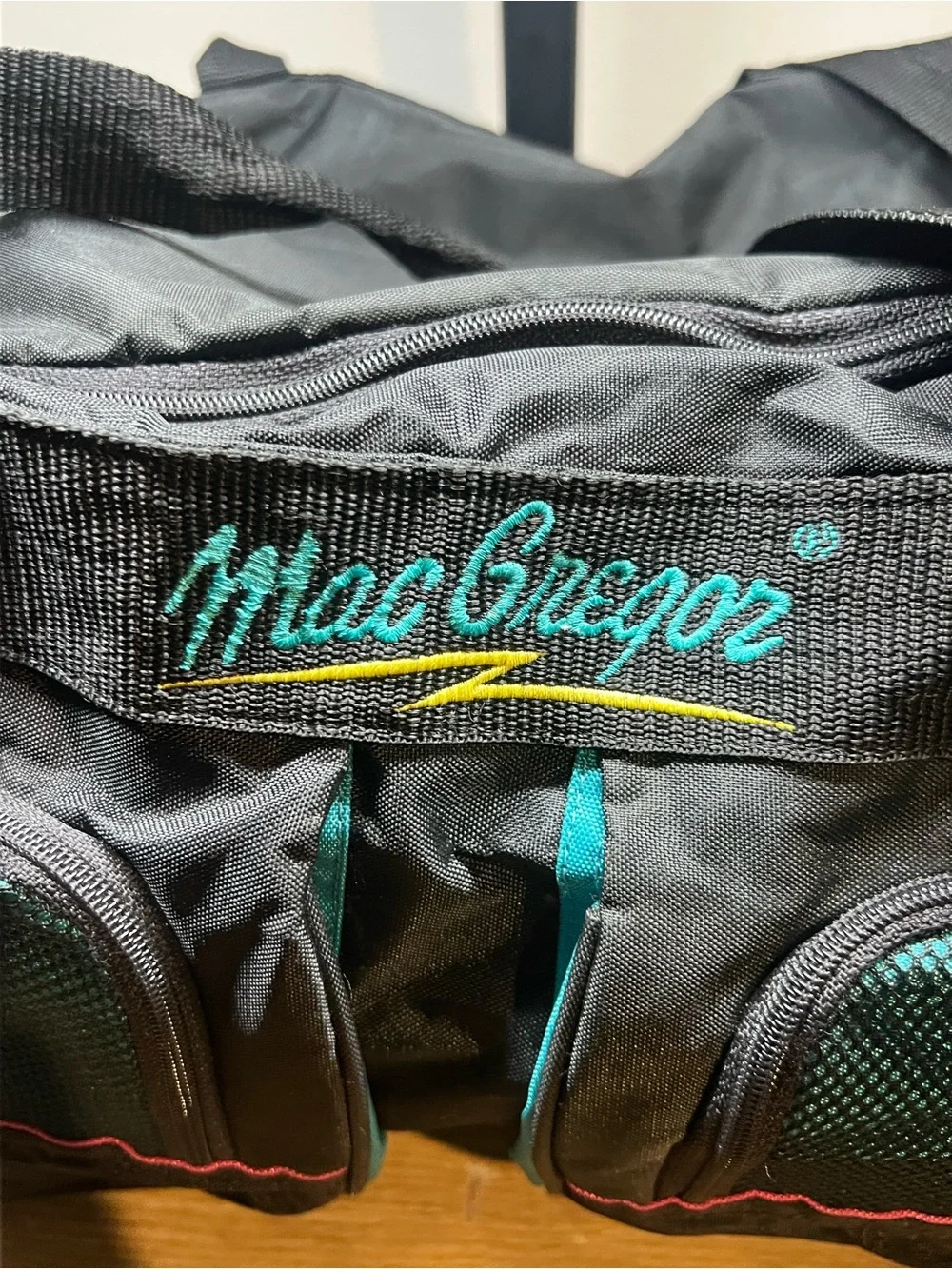 McGregor Black Duffel Bag with Teal and Pink Accents